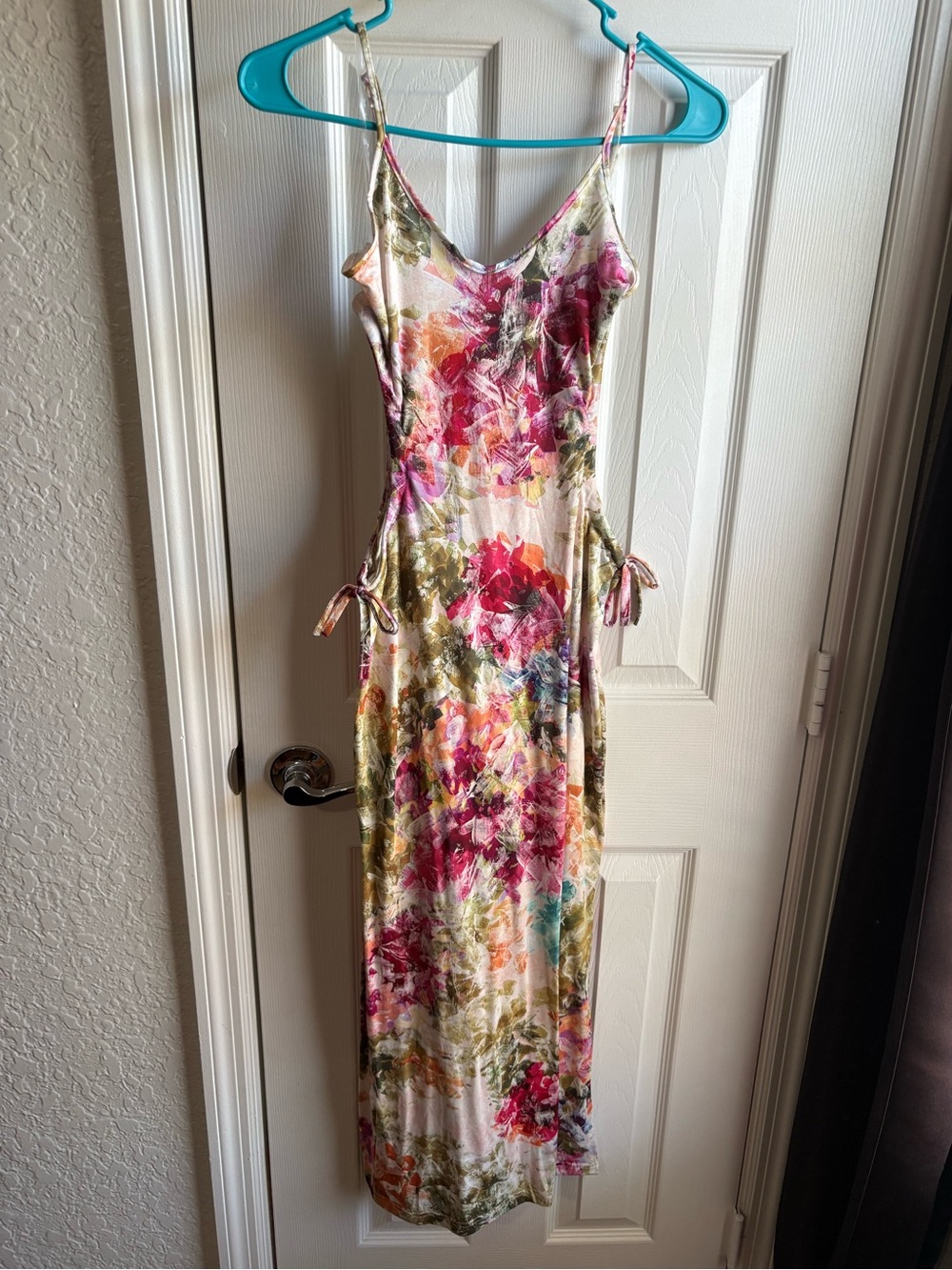 Floral Tie-Side Maxi Dress - Pink Multicolor